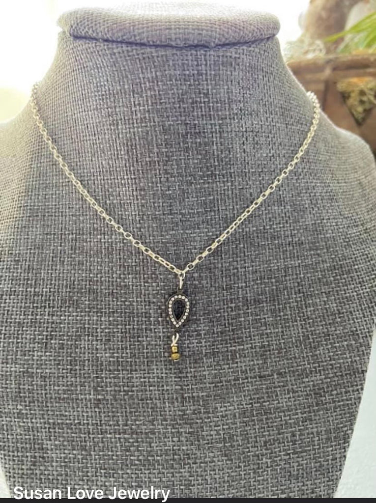 Dainty Silver Chain Rhinestone Pendant Short Necklace